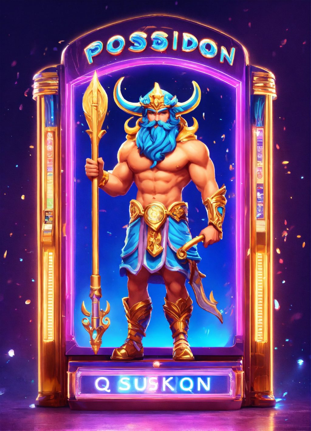 Cutie Q version character poseidon with spear，casi (1)